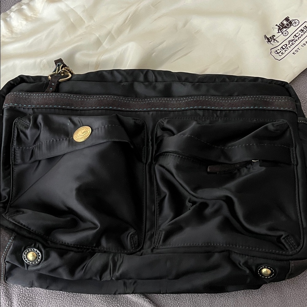 Coach Black Nylon Crossbody Bag with Gold Accents
